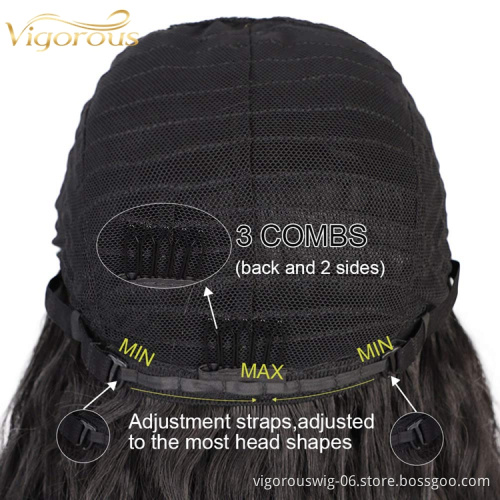 Vigorous Top Quality Short Wavy Bob Wigs For Black Women Middle Part Synthetic Lace Black Wigs Wholesale Price